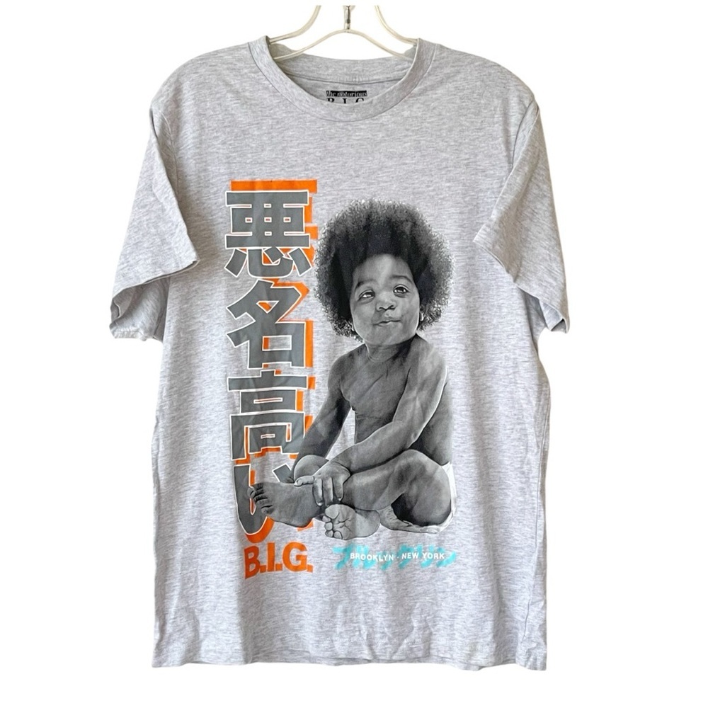 NOTORIOUS B.I.G 90’s album cover baby photo T-shirt grey size small unisex